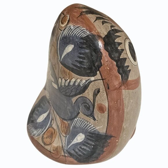 Vtg Mexico Stoneware OWL Bird Figurine Tonala Folk Art Southwestern Decor 4.5" - Picture 3 of 13